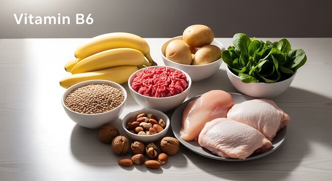 vitamin b6 rich foods flat lay composition