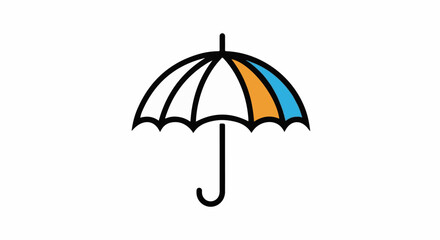 Obraz premium A simple line-art illustration of an open umbrella with a handle and segments