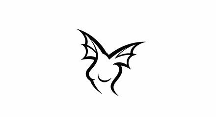 Fototapeta premium Abstract black design with pointed wings and flowing curves