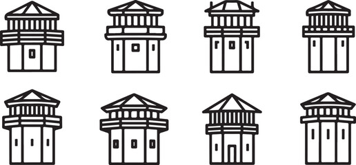 Obraz premium Row of traditional european style houses with distinct architectural features Vector