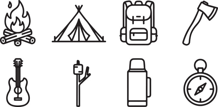 Icons representing various activities and objects for daily life Vector