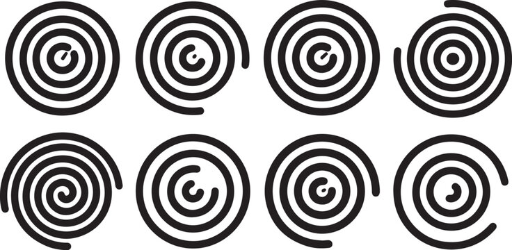 Abstract pattern of concentric circles with varying inner shapes Vector