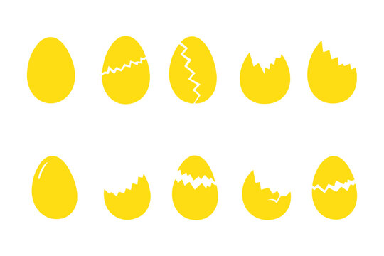 Easter egg icon, vector. Broken Easter egg. Ester eggs shell. Egg shell and egg icon set. Cracked egg vector illustration.