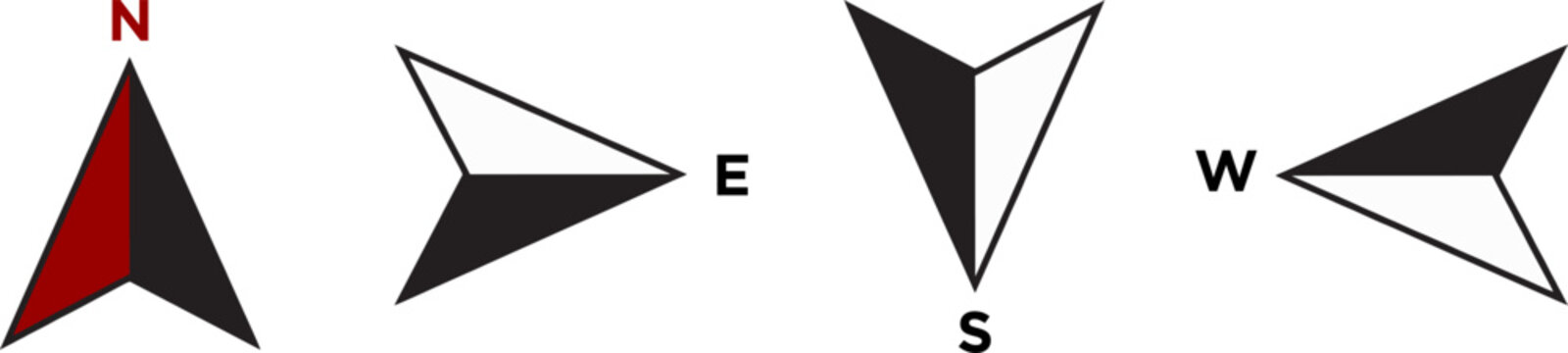 Compass Arrow Set with Cardinal Directions N S E W