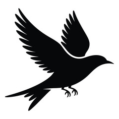 Fototapeta premium A striking black bird in flight wings outstretched a minimalist graphic silhouette
