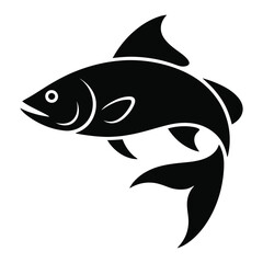 Fototapeta premium A simple black silhouette of a fish with detailed fins and a visible eye silhouette