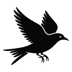 Obraz premium A striking black bird in flight wings outstretched a minimalist graphic silhouette