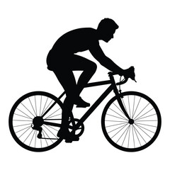 Obraz premium A cyclist rides a road bike depicted in a striking black silhouette