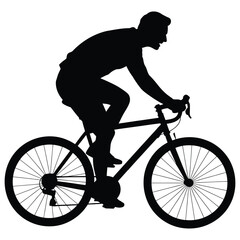 Obraz premium A cyclist rides a road bike depicted in a striking black silhouette