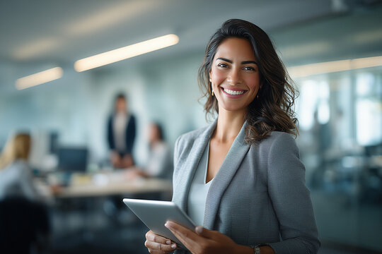 Businesswoman chief strategy officer, ambitious leader, market expansion planning, executive teamwork, corporate growth portrait