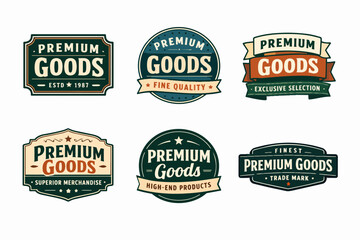 Obraz premium Premium goods vintage labels set representing fine quality, superior merchandise, and exclusive selection classic marks