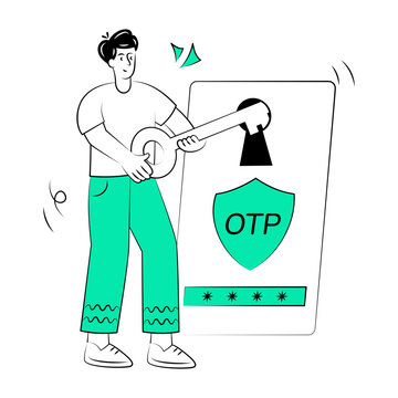 A sketchy style illustration showing a person doing otp verification