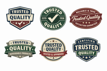 Fototapeta premium Trusted quality badge and emblem collection for guarantees, certification, and satisfaction