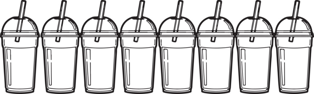 A row of empty glass bottles with corks and labels aligned neatly Vector