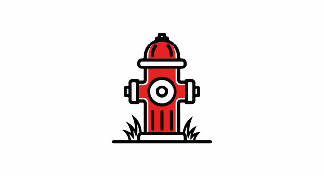 Red fire hydrant with white accents, standing on grass