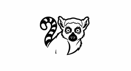 Fototapeta premium Bold, graphic illustration of a ring-tailed lemur with striking eyes