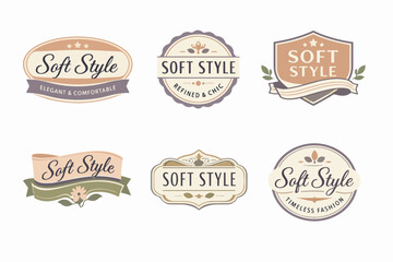 Fototapeta premium Collection of vintage soft style logos and badges, creating elegant brand identity for fashion and textile products