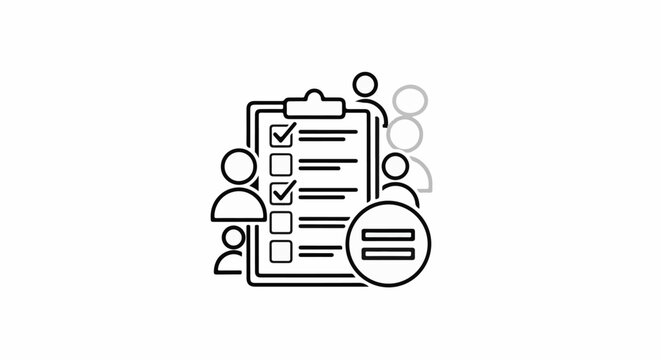 Icon of a checklist and people with an equal sign symbol
