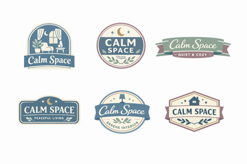 Fototapeta premium Calm space branding logo design elements representing peaceful living, quiet, and cozy interiors