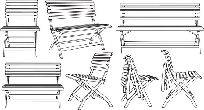 Diagrams showing different types of furniture construction and frame designs Vector