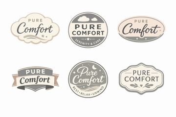 Fototapeta premium Pure comfort logos in a vintage design, offering a set of labels for rest, relaxation, and serenity branding