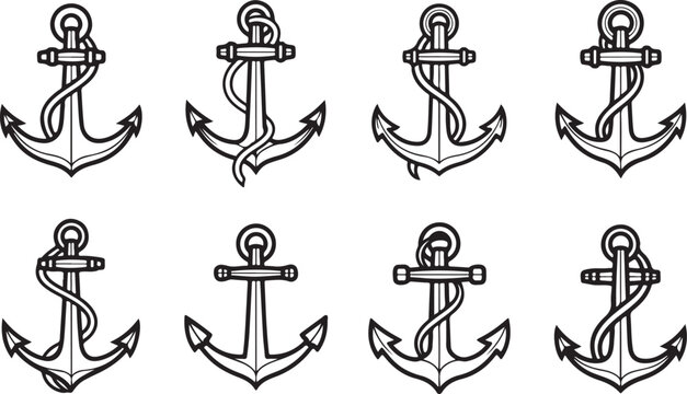 Illustrations of eight different types of traditional padlocks Vector