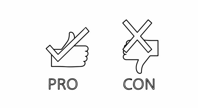 Icons of a thumbs up with a checkmark and a thumbs down with an X
