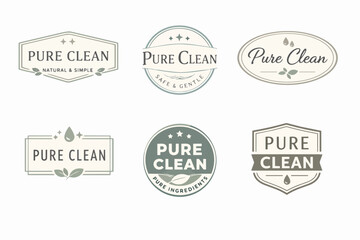 Obraz premium Set of pure clean logos displaying natural, organic, and safe ingredients for branding and eco-friendly products