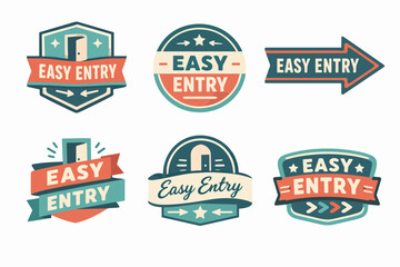 Obraz premium Easy entry badge and emblem collection, creating vintage style labels for access, rewards, or membership concepts
