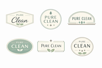 Obraz premium Collection of pure clean themed vector labels creating branding for natural, organic, and eco-friendly products
