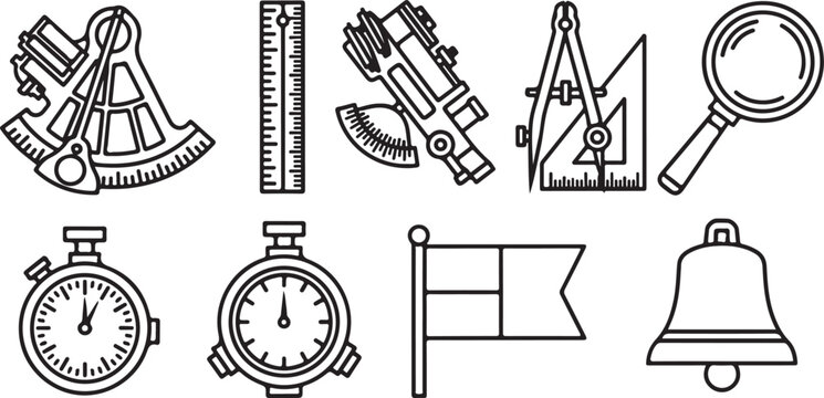 Vintage tools and devices for measuring and drawing Vector