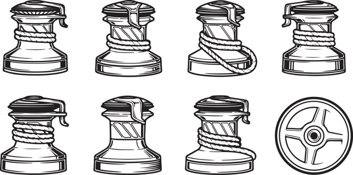 Various types of mechanical fasteners including bolts and nuts Vector