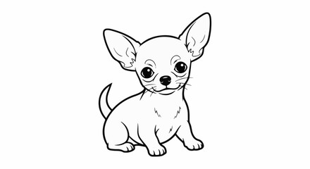 Obraz premium A cute, black and white line drawing of a small chihuahua puppy
