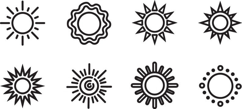 Simple illusrations of various common symbols and icons with circular designs Vector