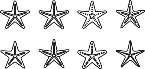 Obraz premium Minimalist star silhouettes in different artistic styles and orientations Vector