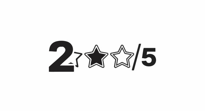 Two out of five stars, one filled, one empty, on white