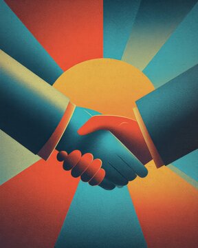Vibrant Conceptual Illustration of a Successful Business Agreement Represented by a Firm Handshake