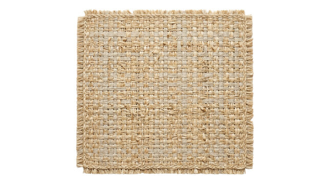Textured square raffia fringe placemat on black background