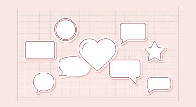 Heart and Speech Bubbles, Social Media Icons, Communication, Love, Feedback Concept