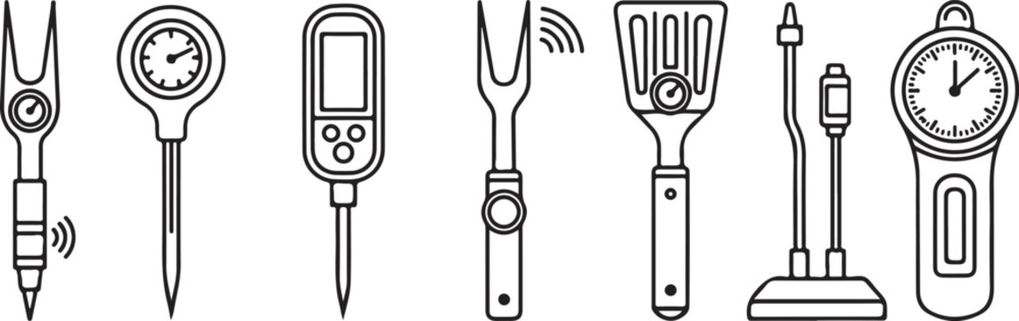 Simple line drawing of various musical instruments and accessories Vector