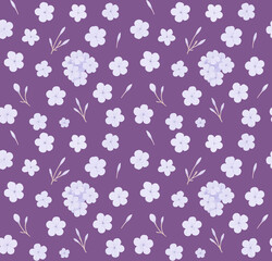 Fototapeta premium Seamless Purple Small Floral Pattern Violet Background