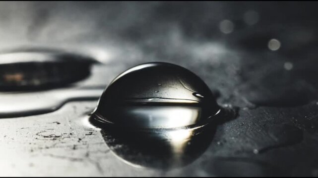 Pitch black viscous fluid absorbing light with purple aura