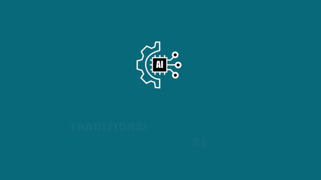 Traditional AI System Illustration on Teal Background with Black Text