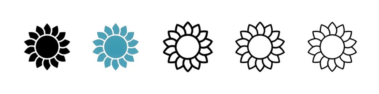 Sunflower icon pack. line style EPS 10. Thin line customizable illustration. Contour symbol. Vector isolated outline drawing. Editable stroke