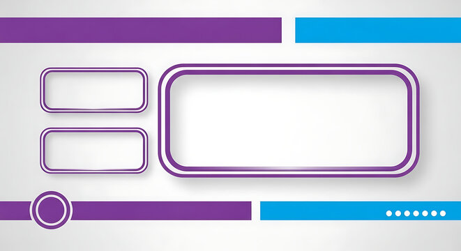 Abstract purple and blue infographic template with empty text boxes for presentation