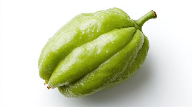 Chocho Fruit Isolated on White Background Showing its Unique Shape and Texture for Culinary Uses