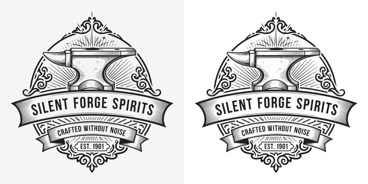 Silent Forge Spirits Anvil Logo for Blacksmith Themed Distillery Brand