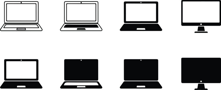 set of black computer devices Desktop/Laptop Illustration Icon 1