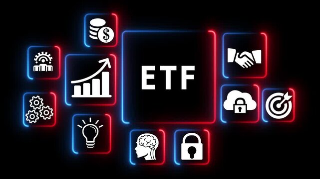 E t f exchange traded funds concept neon light investment finance digital money growth