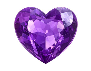 Fototapeta premium Faceted, heart-shaped purple gemstone with brilliant sparkle